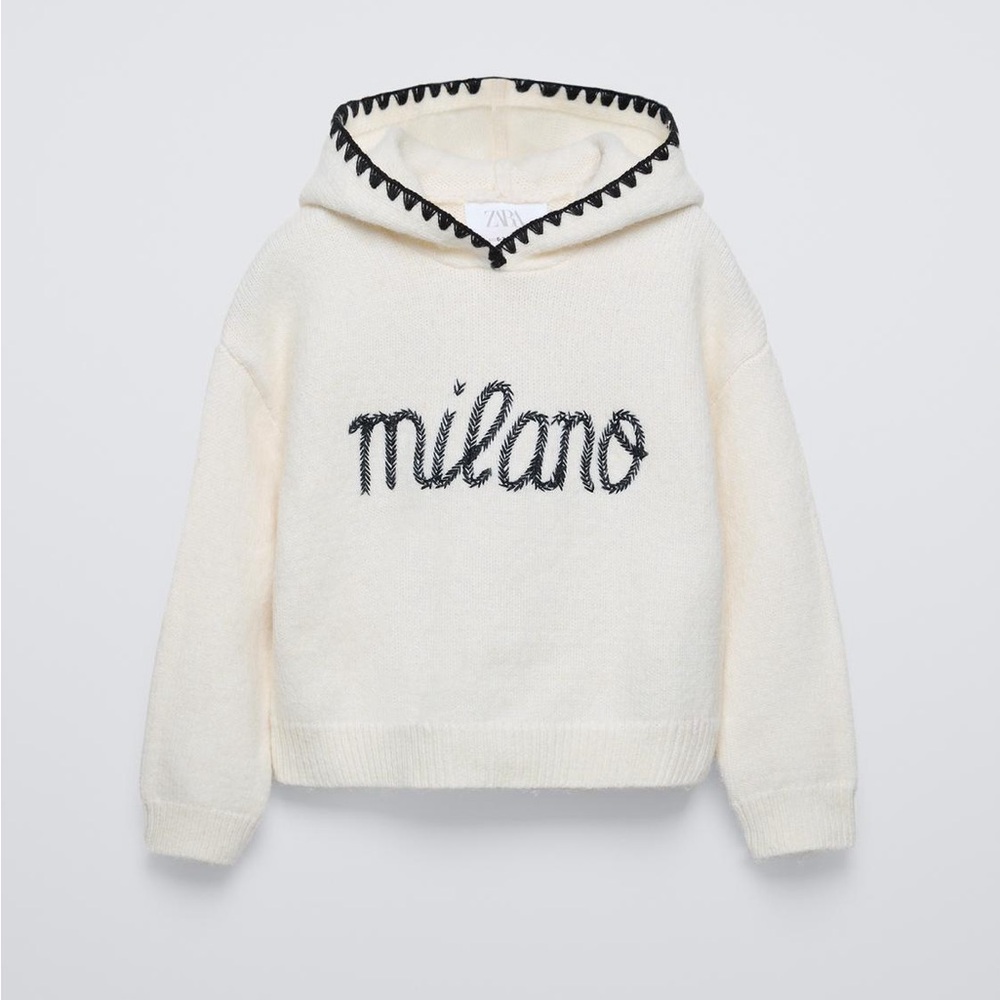 ZARA Girls Milano Embroidered Hoodie – Size 11/12 (152 cm)